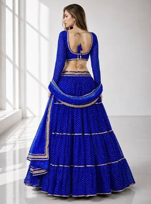 BLUE LERIYA GEORGETTE FESTIVAL LEHENGA CHOLI SET 2