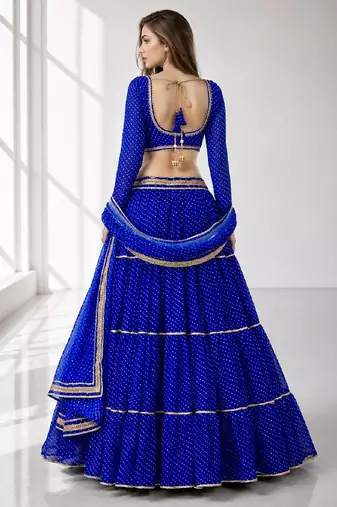 BLUE LERIYA GEORGETTE FESTIVAL LEHENGA CHOLI SET