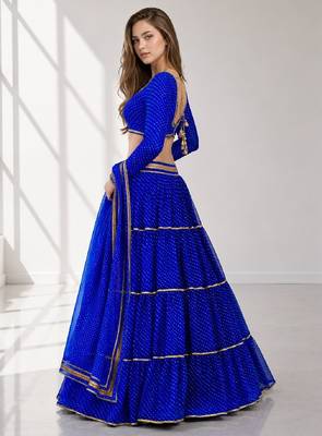 BLUE LERIYA GEORGETTE FESTIVAL LEHENGA CHOLI SET 3