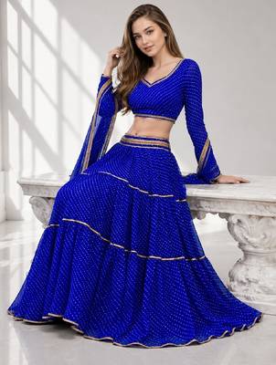 BLUE LERIYA GEORGETTE FESTIVAL LEHENGA CHOLI SET 4