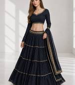 BLACK LERIYA GEORGETTE FESTIVAL LEHENGA CHOLI SET