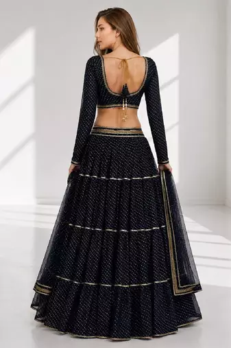 BLACK LERIYA GEORGETTE FESTIVAL LEHENGA CHOLI SET