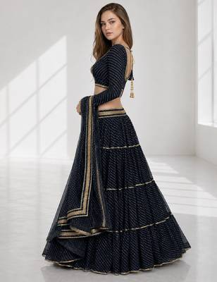 BLACK LERIYA GEORGETTE FESTIVAL LEHENGA CHOLI SET 3