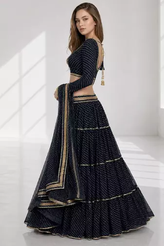 BLACK LERIYA GEORGETTE FESTIVAL LEHENGA CHOLI SET