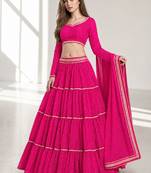 PINK LERIYA GEORGETTE FESTIVAL LEHENGA CHOLI SET