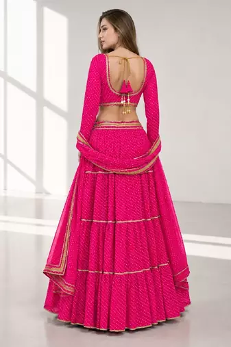 PINK LERIYA GEORGETTE FESTIVAL LEHENGA CHOLI SET