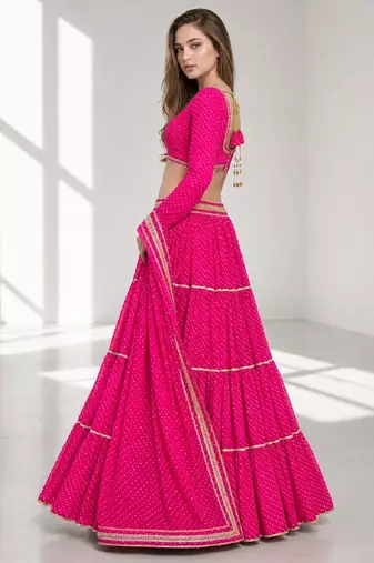PINK LERIYA GEORGETTE FESTIVAL LEHENGA CHOLI SET