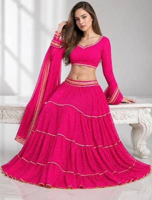 PINK LERIYA GEORGETTE FESTIVAL LEHENGA CHOLI SET 4