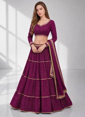 PURPLE LERIYA GEORGETTE FESTIVAL LEHENGA CHOLI SET 1