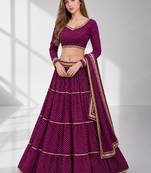 PURPLE LERIYA GEORGETTE FESTIVAL LEHENGA CHOLI SET