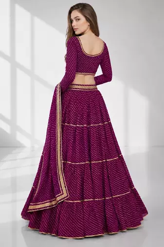 PURPLE LERIYA GEORGETTE FESTIVAL LEHENGA CHOLI SET
