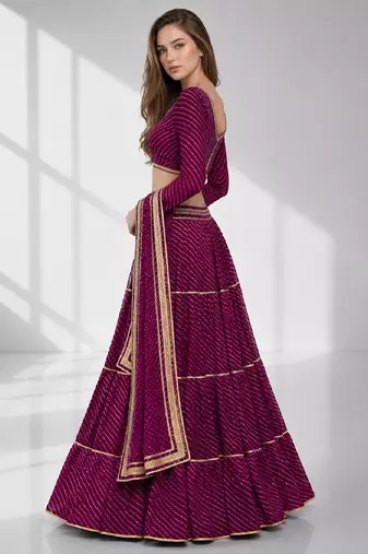 PURPLE LERIYA GEORGETTE FESTIVAL LEHENGA CHOLI SET