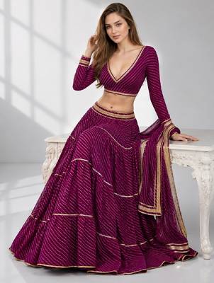 PURPLE LERIYA GEORGETTE FESTIVAL LEHENGA CHOLI SET 4