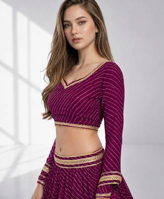 PURPLE LERIYA GEORGETTE FESTIVAL LEHENGA CHOLI SET 5