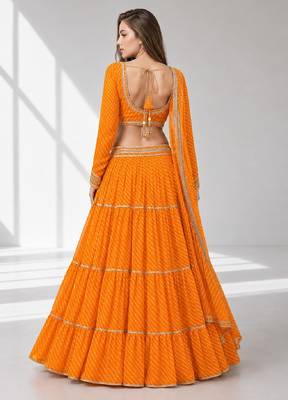 YELLOW LERIYA GEORGETTE FESTIVAL LEHENGA CHOLI SET 2