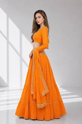 YELLOW LERIYA GEORGETTE FESTIVAL LEHENGA CHOLI SET 3