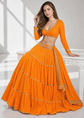 YELLOW LERIYA GEORGETTE FESTIVAL LEHENGA CHOLI SET 4