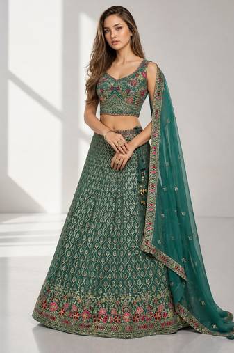 BLUE LERIYA GEORGETTE GEORGETTE WEDDING & PARTY WEAR FESTIVAL LEHENGA CHOLI SET