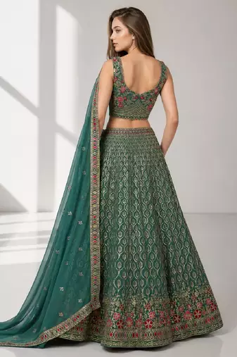 BLUE LERIYA GEORGETTE GEORGETTE WEDDING & PARTY WEAR FESTIVAL LEHENGA CHOLI SET