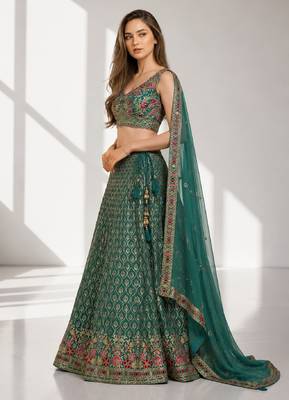 BLUE LERIYA GEORGETTE GEORGETTE WEDDING & PARTY WEAR FESTIVAL LEHENGA CHOLI SET 3