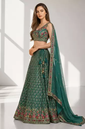 BLUE LERIYA GEORGETTE GEORGETTE WEDDING & PARTY WEAR FESTIVAL LEHENGA CHOLI SET