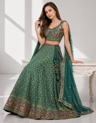 BLUE LERIYA GEORGETTE GEORGETTE WEDDING & PARTY WEAR FESTIVAL LEHENGA CHOLI SET 4