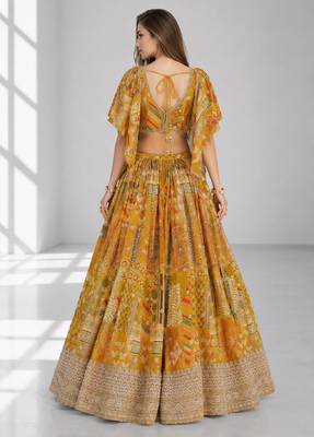 SKY SEQUINS & EMBROIDERED CHINNON FESTIVAL LEHENGA CHOLI SET FOR WOMEN'S 2