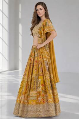 SKY SEQUINS & EMBROIDERED CHINNON FESTIVAL LEHENGA CHOLI SET FOR WOMEN'S 3