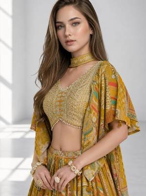 SKY SEQUINS & EMBROIDERED CHINNON FESTIVAL LEHENGA CHOLI SET FOR WOMEN'S 5