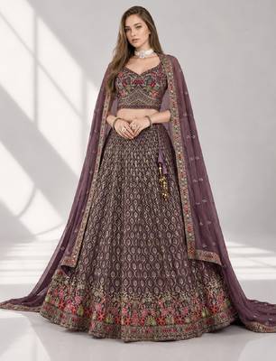 LIGHT PURPLE SEQUINS & EMBROIDERED GEORGETTE FESTIVAL LEHENGA CHOLI SET 1