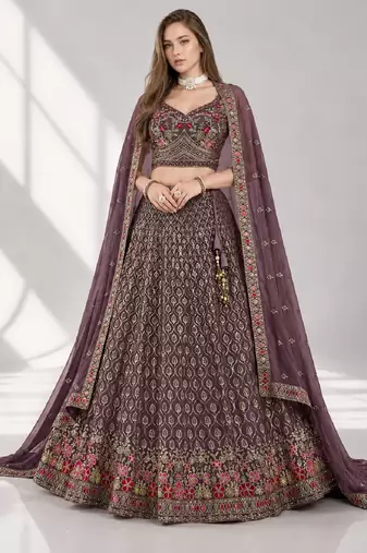 LIGHT PURPLE SEQUINS & EMBROIDERED GEORGETTE FESTIVAL LEHENGA CHOLI SET
