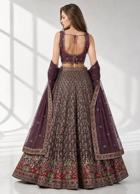 LIGHT PURPLE SEQUINS & EMBROIDERED GEORGETTE FESTIVAL LEHENGA CHOLI SET 2