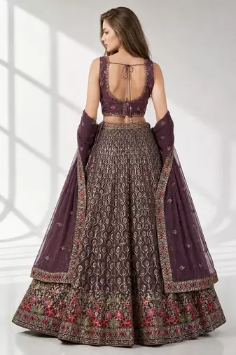 LIGHT PURPLE SEQUINS & EMBROIDERED GEORGETTE FESTIVAL LEHENGA CHOLI SET