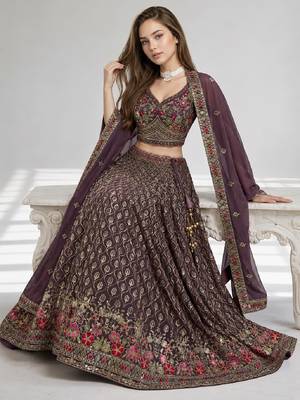 LIGHT PURPLE SEQUINS & EMBROIDERED GEORGETTE FESTIVAL LEHENGA CHOLI SET 4
