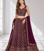 PURPLE SEQUINS & EMBROIDERED GEORGETTE FESTIVAL LEHENGA CHOLI SET