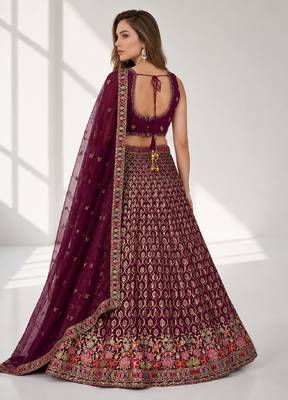 PURPLE SEQUINS & EMBROIDERED GEORGETTE FESTIVAL LEHENGA CHOLI SET 2