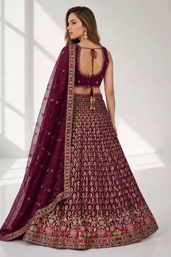 PURPLE SEQUINS & EMBROIDERED GEORGETTE FESTIVAL LEHENGA CHOLI SET