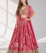 PINK SEQUINS & EMBROIDERED CHINNON FESTIVAL LEHENGA CHOLI SET