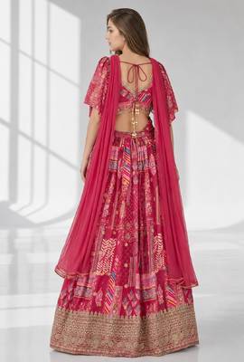 PINK SEQUINS & EMBROIDERED CHINNON FESTIVAL LEHENGA CHOLI SET 2