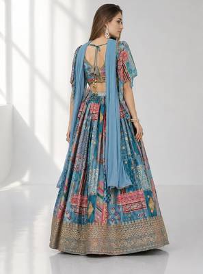 SKY SEQUINS & EMBROIDERED CHINNON FESTIVAL LEHENGA CHOLI SET 2