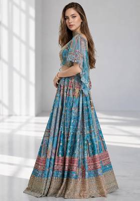 SKY SEQUINS & EMBROIDERED CHINNON FESTIVAL LEHENGA CHOLI SET 3