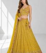 YELLOW SEQUINS & EMBROIDERED GEORGETTE FESTIVAL LEHENGA CHOLI SET