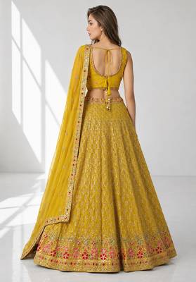 YELLOW SEQUINS & EMBROIDERED GEORGETTE FESTIVAL LEHENGA CHOLI SET 2
