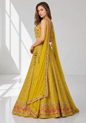 YELLOW SEQUINS & EMBROIDERED GEORGETTE FESTIVAL LEHENGA CHOLI SET 3