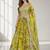 YELLOW SEQUINS & EMBROIDERED DIGITAL PRINT ORGANZA FESTIVAL LEHENGA CHOLI SET