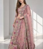 PINK THREAD EMBROIDERED CREPE FESTIVAL LEHENGA CHOLI SET