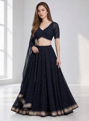BALCK LERIYA GEORGETTE FESTIVAL LEHENGA CHOLI SET 1