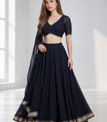 BALCK LERIYA GEORGETTE FESTIVAL LEHENGA CHOLI SET