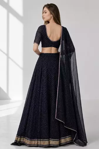 BALCK LERIYA GEORGETTE FESTIVAL LEHENGA CHOLI SET