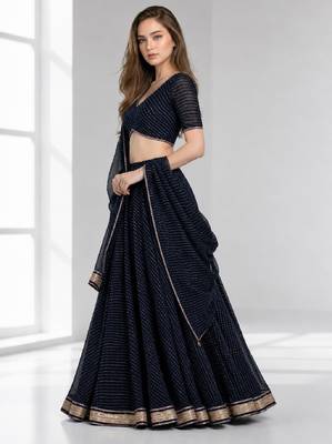 BALCK LERIYA GEORGETTE FESTIVAL LEHENGA CHOLI SET 3